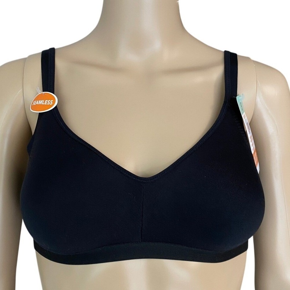Warner's Blissful Benefits Easy Size Seamless Wire-Free Bra Black Small